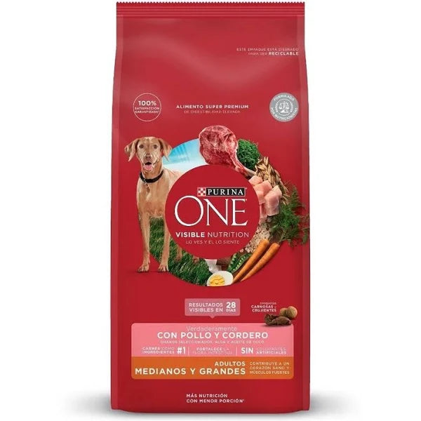 Alimento Purina One perro Adulto Mediano Grande Pollo y Cordero 6 kg
