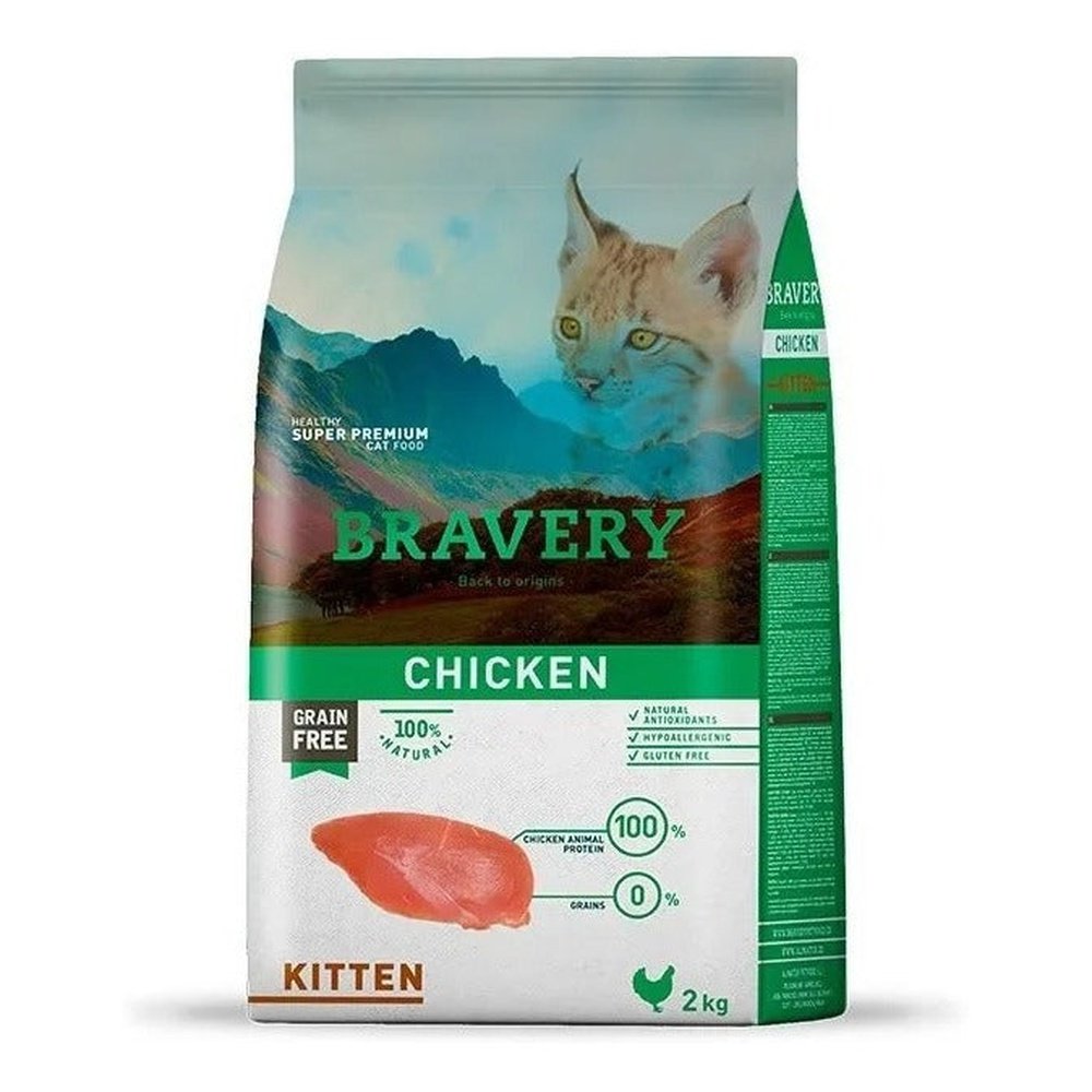 Alimento Bravery Kitten Pollo 2 kg