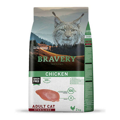 Alimento Bravery Gato Pollo Esterilizado libre de granos 7 kg